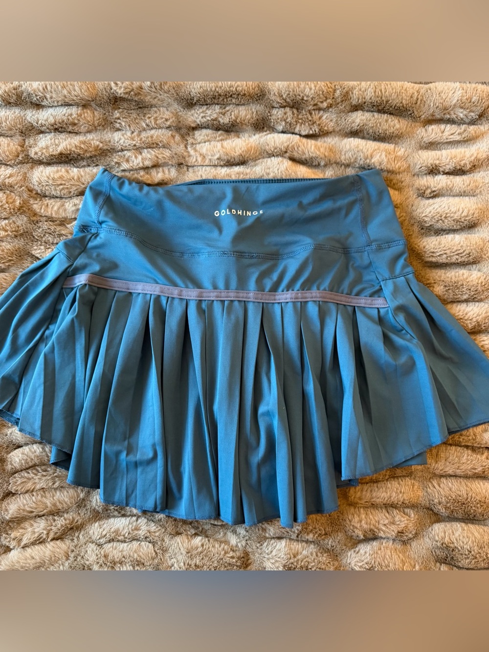 Blue Gold Hinge Pleated Skirt